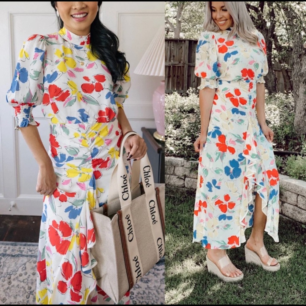 NWT RIXO x Target Floral Mock Neck Midi Dress